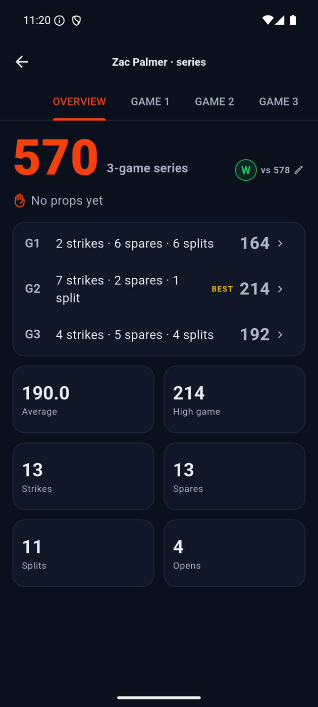 Season detail: week-by-week league nights with W/L/D chips and stat tiles